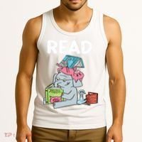 Funny Teacher Library Read Book Club Piggie Elephant Pigeons Tank Top thumb 3