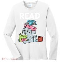 Funny Teacher Library Read Book Club Piggie Elephant Pigeons Women's Long Sleeve Shirt thumb 0