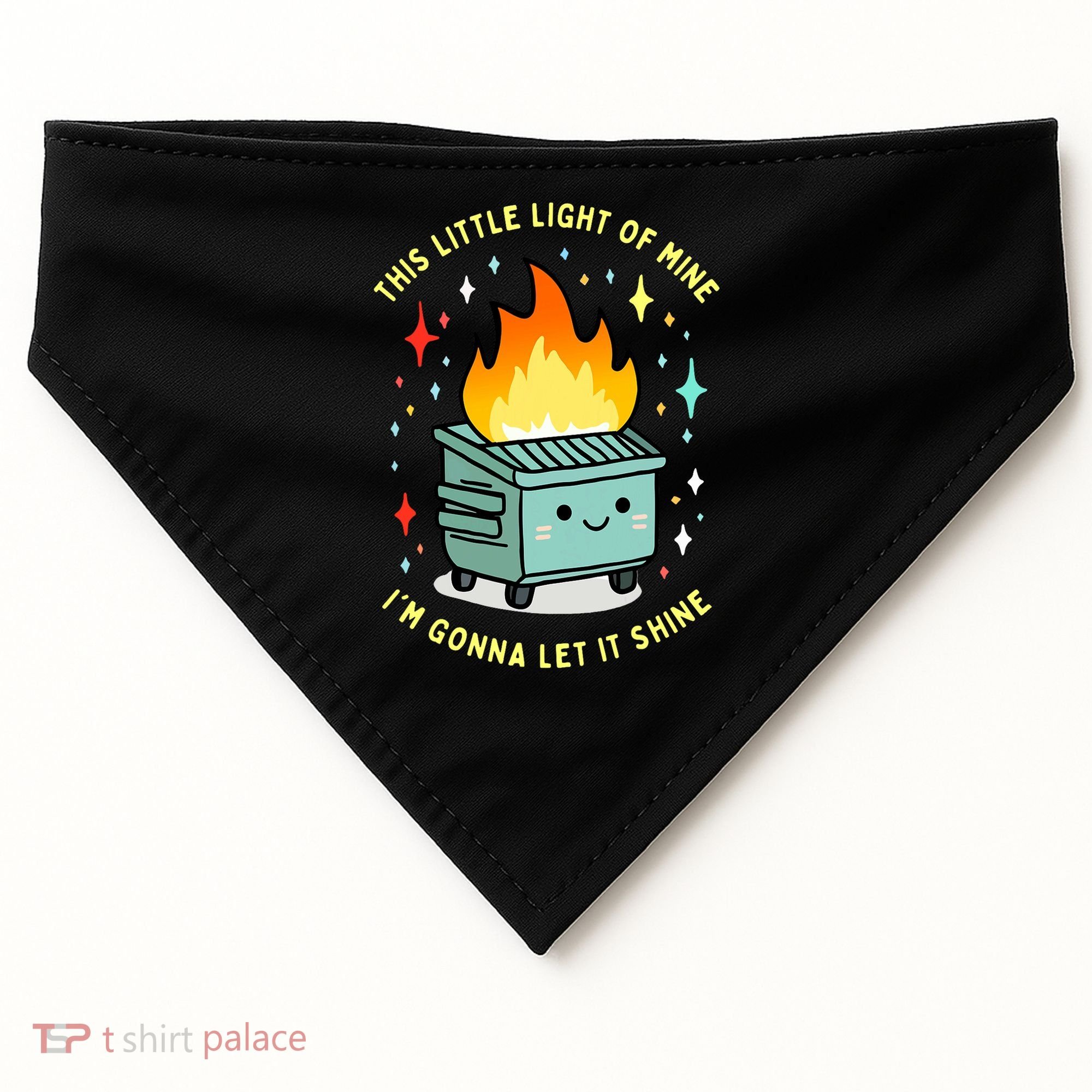 Funny This Little Light Of Mine Lil Dumpster Fire Meme USA-Made Doggie Bandana