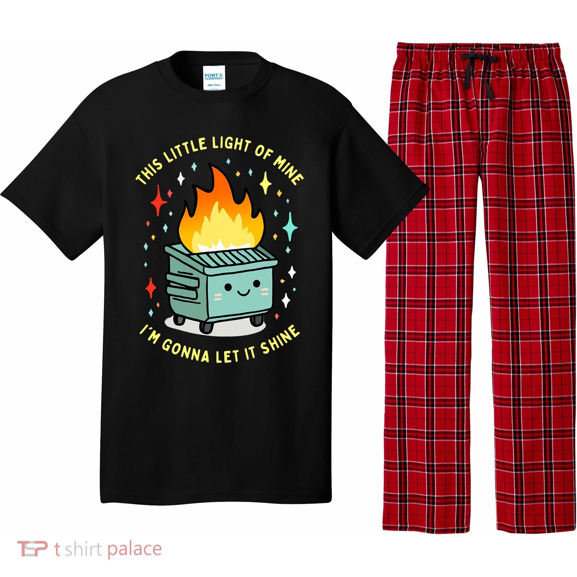 Funny This Little Light Of Mine Lil Dumpster Fire Meme Pajama Set