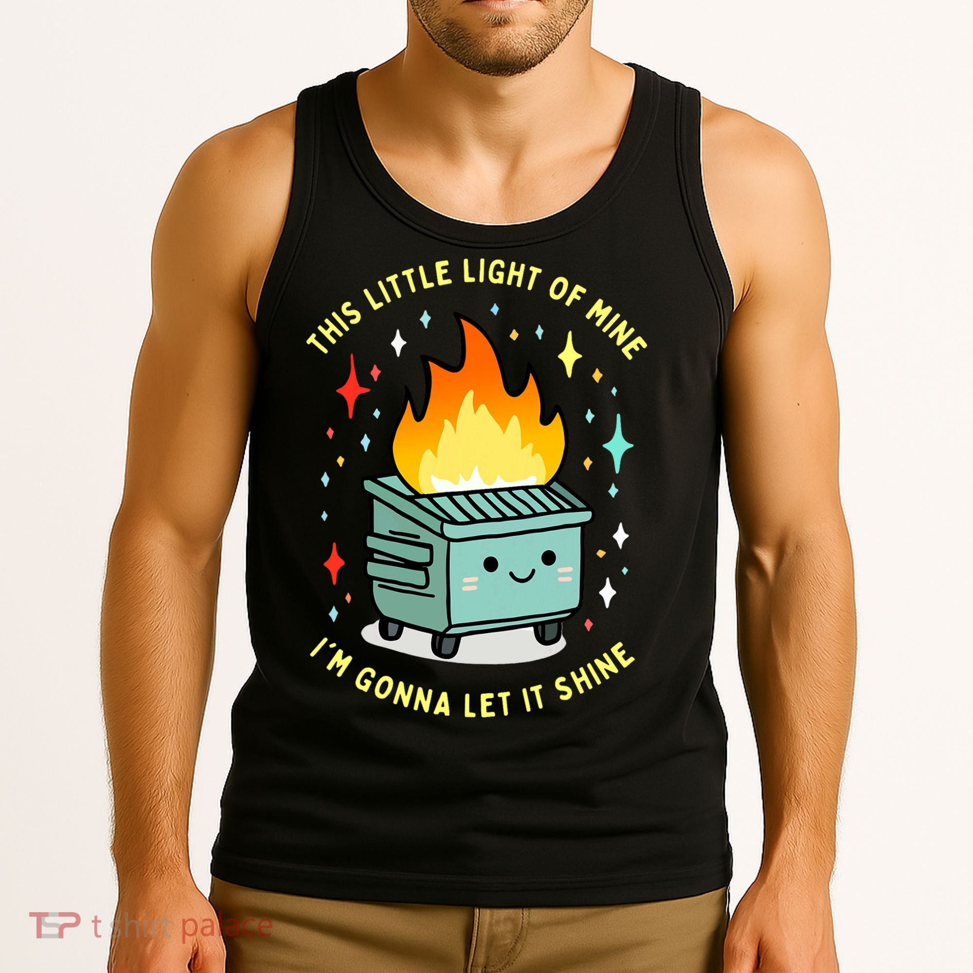Funny This Little Light Of Mine Lil Dumpster Fire Meme Tank Top