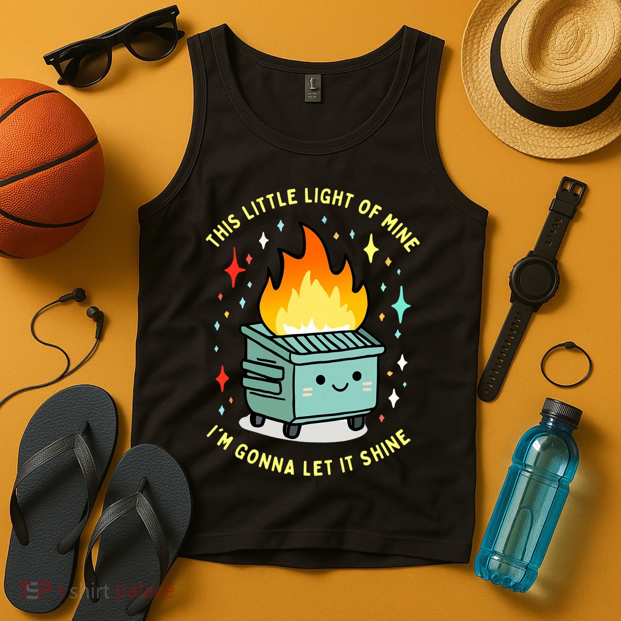 Funny This Little Light Of Mine Lil Dumpster Fire Meme Tank Top