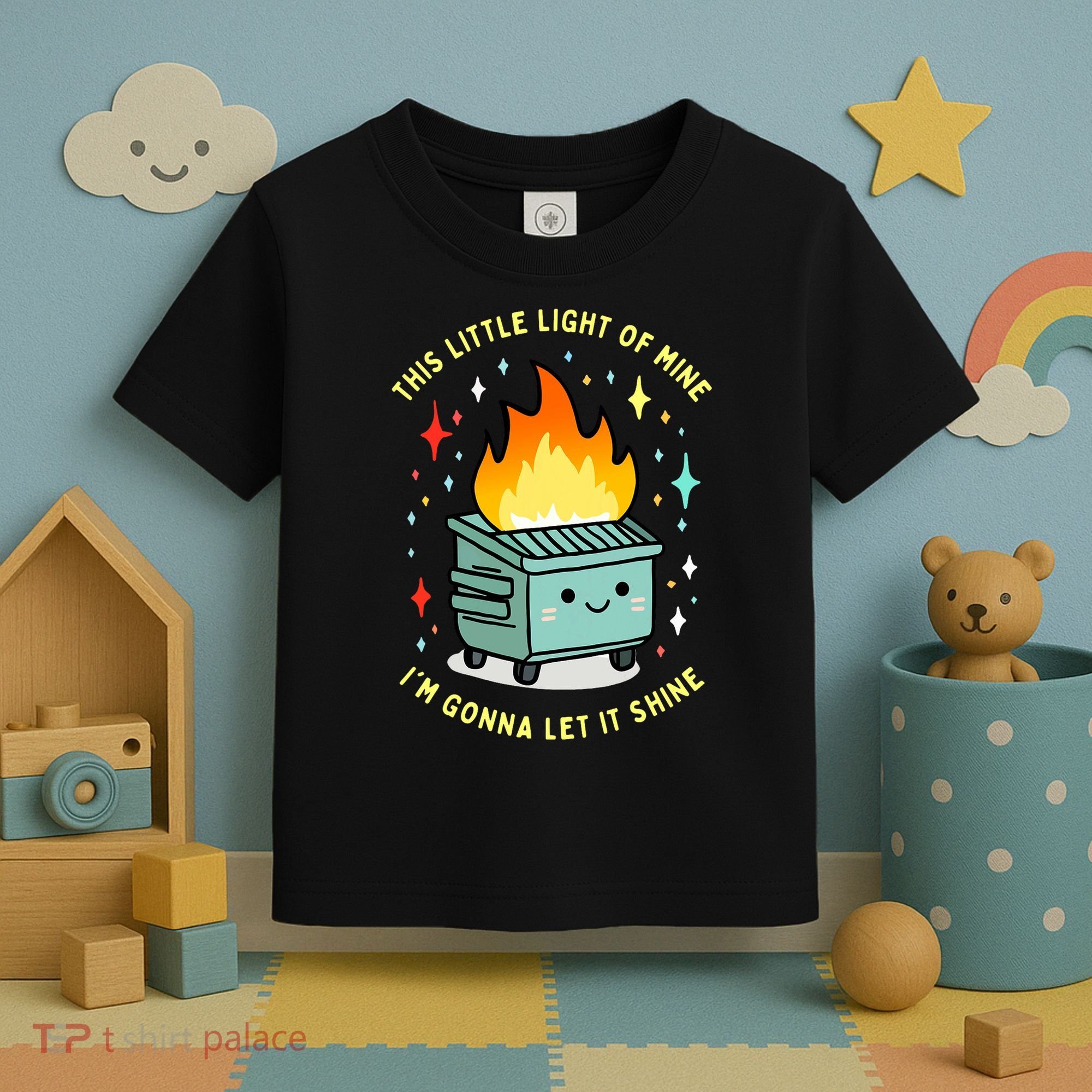 Funny This Little Light Of Mine Lil Dumpster Fire Meme Toddler T-Shirt