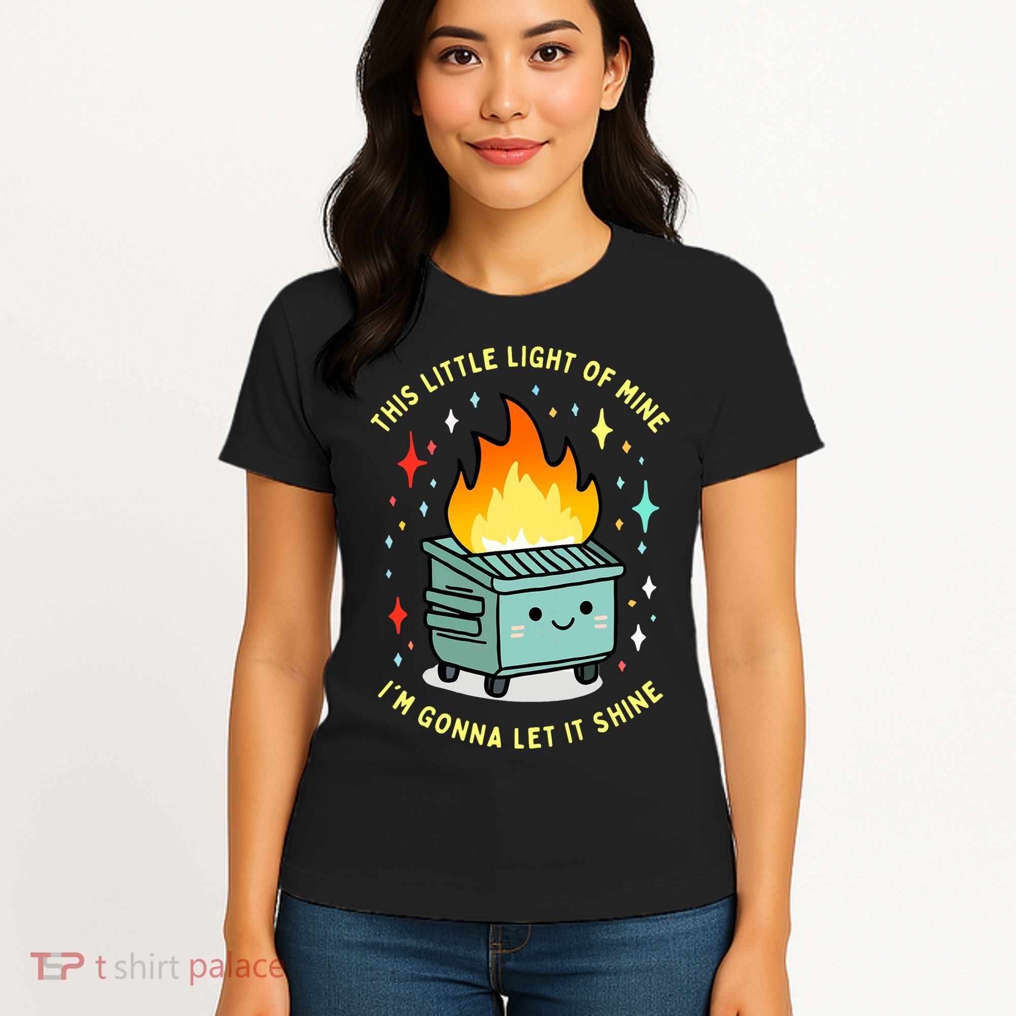 Funny This Little Light Of Mine Lil Dumpster Fire Meme Women's T-Shirt