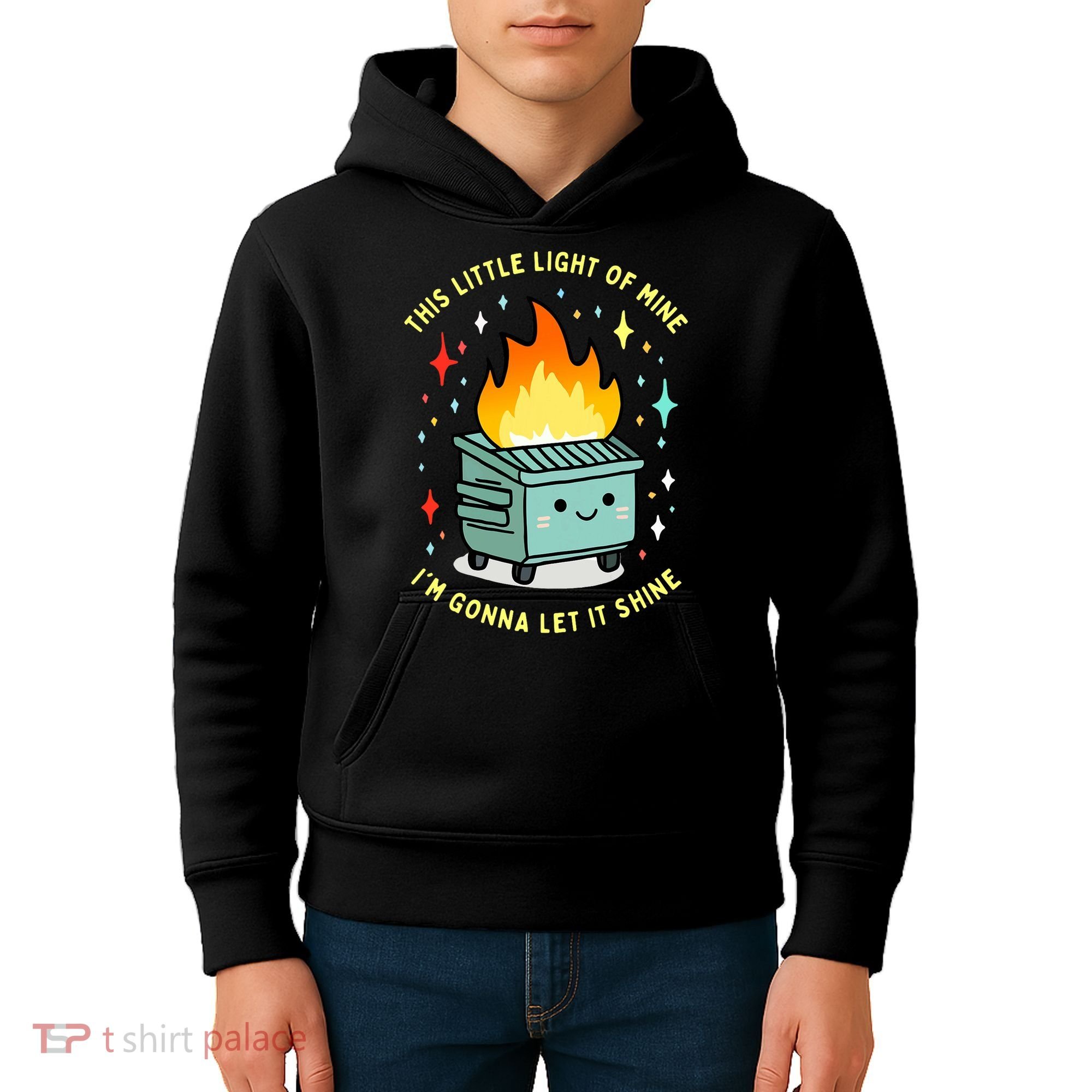 Funny This Little Light Of Mine Lil Dumpster Fire Meme Kids Hoodie