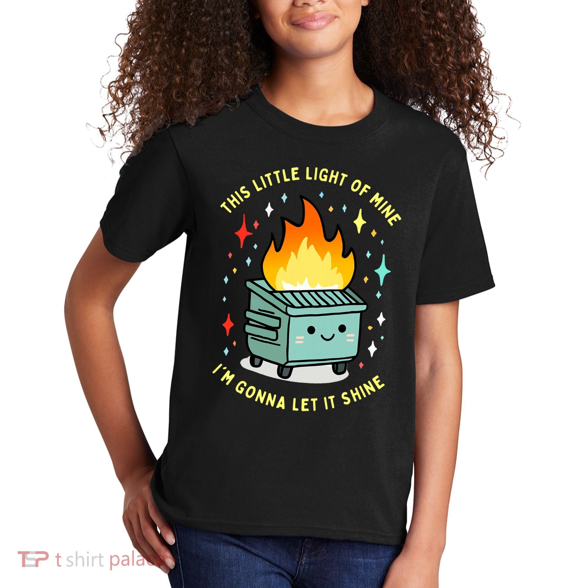 Funny This Little Light Of Mine Lil Dumpster Fire Meme Kids T-Shirt