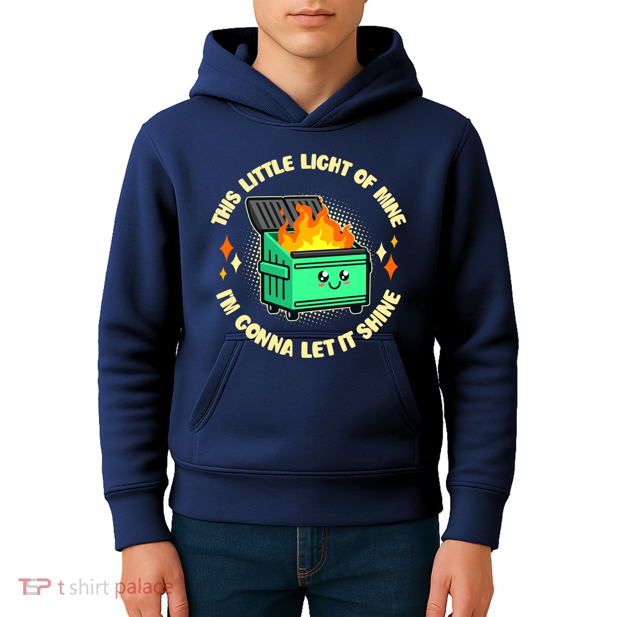 Funny This Little Light Of Mine Im Gonna Let It Shine Dumpster Fire Kids Hoodie