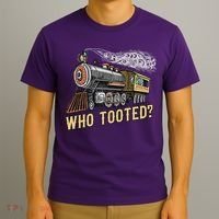 Funny Train Lovers & Railroad Vintage Retro Locomotive Gifts Who Tooted T-Shirt thumb 3