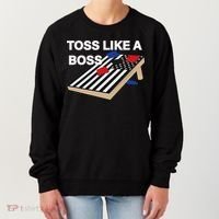 Funny Toss Like A Boss Cornhole Toss Competition US Flag Tee Women's Sweatshirt thumb 0