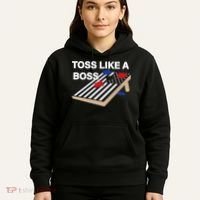 Funny Toss Like A Boss Cornhole Toss Competition US Flag Tee Hoodie thumb 5
