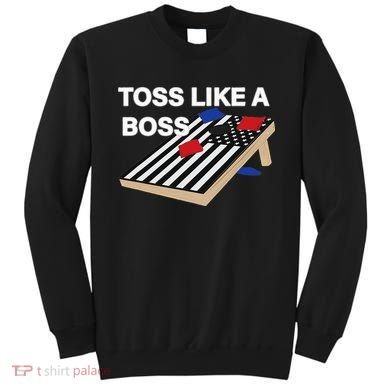Funny Toss Like A Boss Cornhole Toss Competition US Flag Tee Sweatshirt
