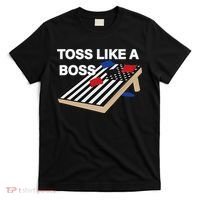 Funny Toss Like A Boss Cornhole Toss Competition US Flag Tee T-Shirt thumb 0