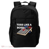 Funny Toss Like A Boss Cornhole Toss Competition US Flag Tee Backpack thumb 0