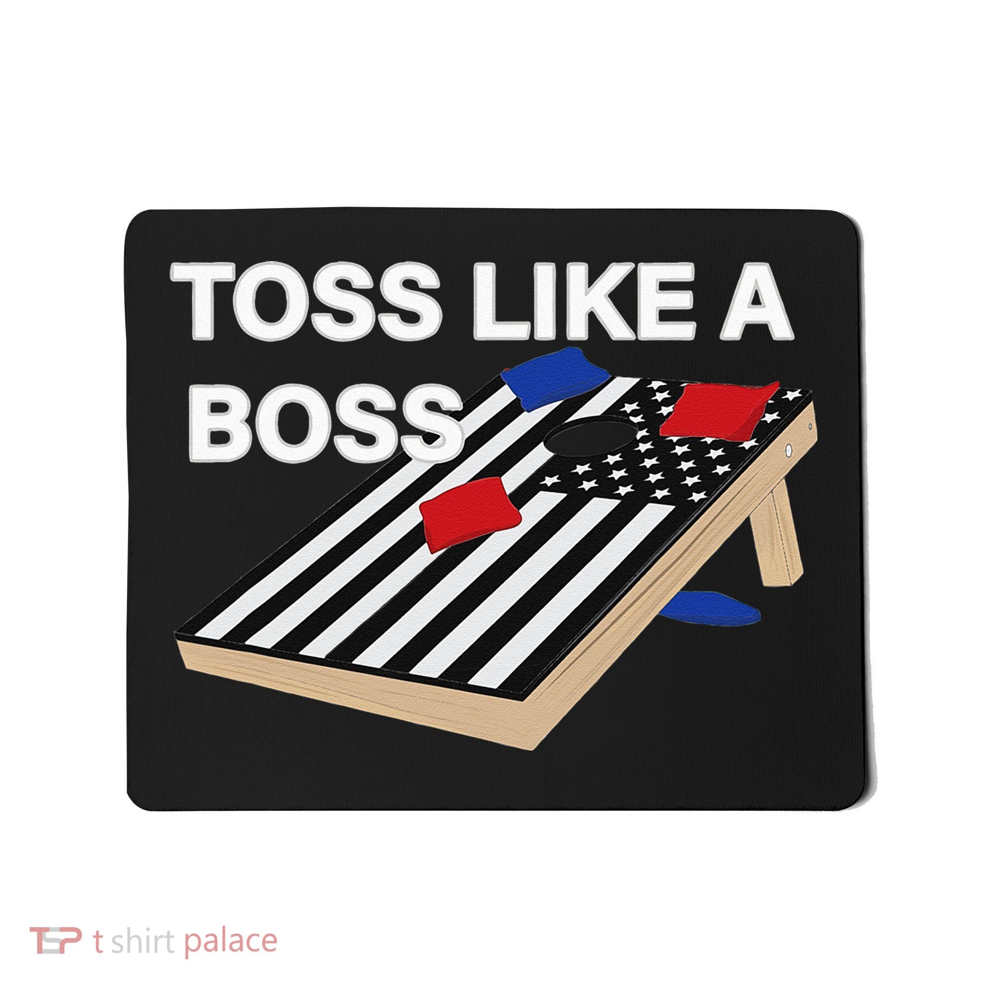 Funny Toss Like A Boss Cornhole Toss Competition US Flag Tee Mousepad
