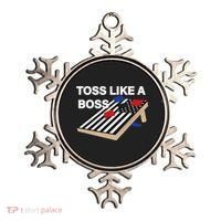 Funny Toss Like A Boss Cornhole Toss Competition US Flag Tee Ornament thumb 0