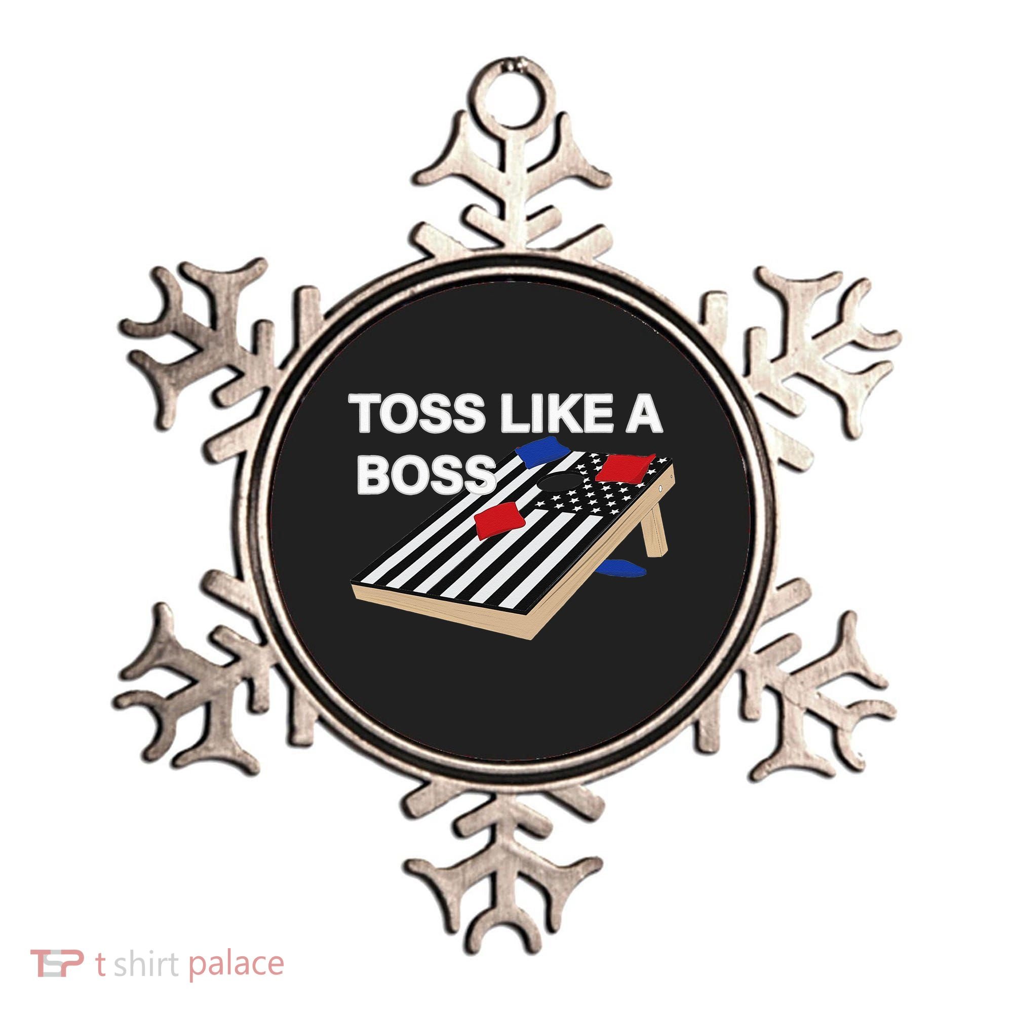 Funny Toss Like A Boss Cornhole Toss Competition US Flag Tee Ornament