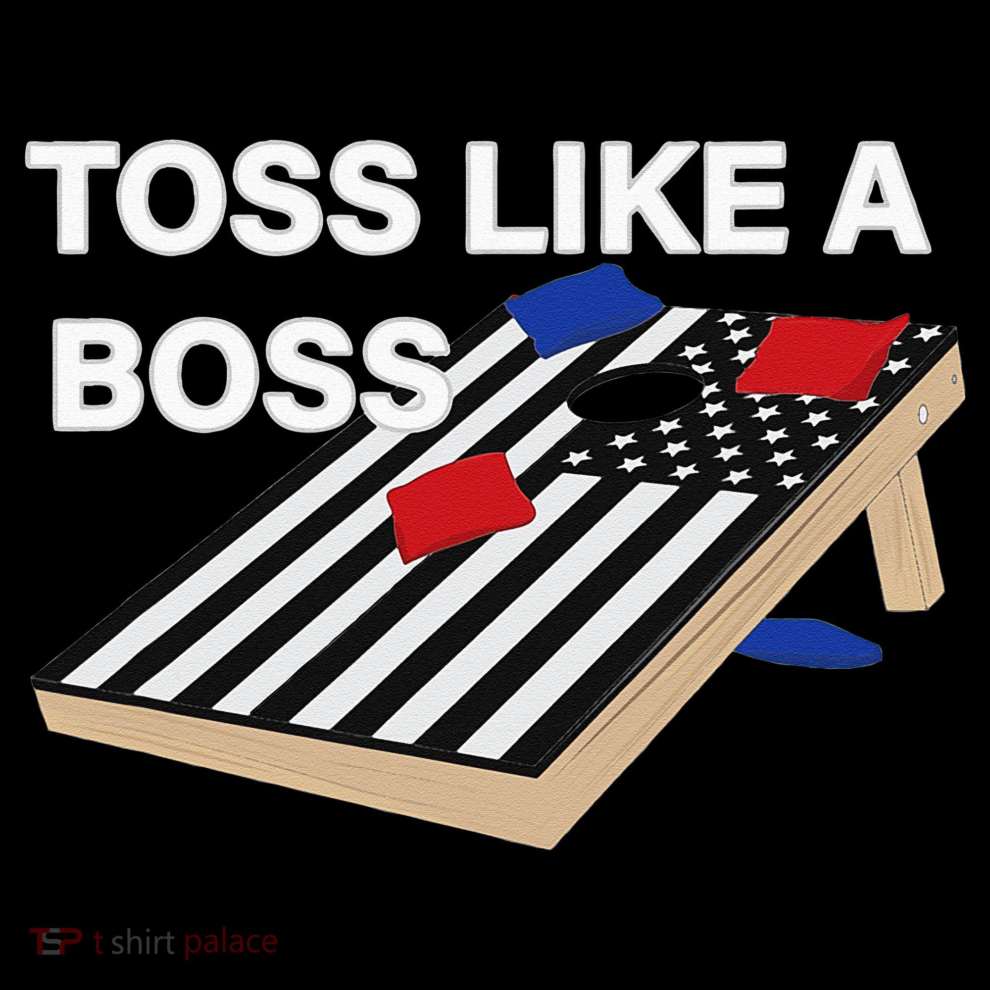 Funny Toss Like A Boss Cornhole Toss Competition US Flag Tee Baby Bodysuit