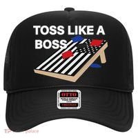 Funny Toss Like A Boss Cornhole Toss Competition US Flag Tee Hat thumb 0