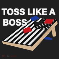 Funny Toss Like A Boss Cornhole Toss Competition US Flag Tee Hat thumb 2