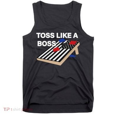 Funny Toss Like A Boss Cornhole Toss Competition US Flag Tee Tank Top