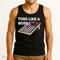 Funny Toss Like A Boss Cornhole Toss Competition US Flag Tee Tank Top thumb 3