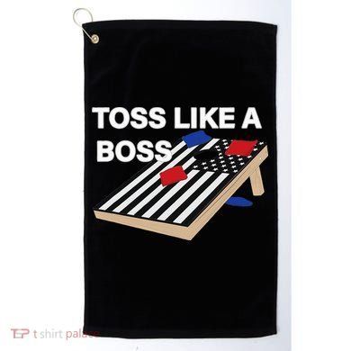 Funny Toss Like A Boss Cornhole Toss Competition US Flag Tee Golf Towel