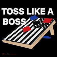 Funny Toss Like A Boss Cornhole Toss Competition US Flag Tee Toddler T-Shirt thumb 4