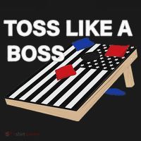 Funny Toss Like A Boss Cornhole Toss Competition US Flag Tee Visor thumb 3