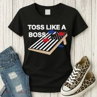 Funny Toss Like A Boss Cornhole Toss Competition US Flag Tee Women's T-Shirt thumb 3