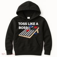 Funny Toss Like A Boss Cornhole Toss Competition US Flag Tee Kids Hoodie thumb 0