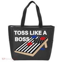 Funny Toss Like A Boss Cornhole Toss Competition US Flag Tee Bag thumb 0