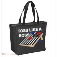 Funny Toss Like A Boss Cornhole Toss Competition US Flag Tee Bag thumb 2