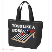Funny Toss Like A Boss Cornhole Toss Competition US Flag Tee Bag thumb 3