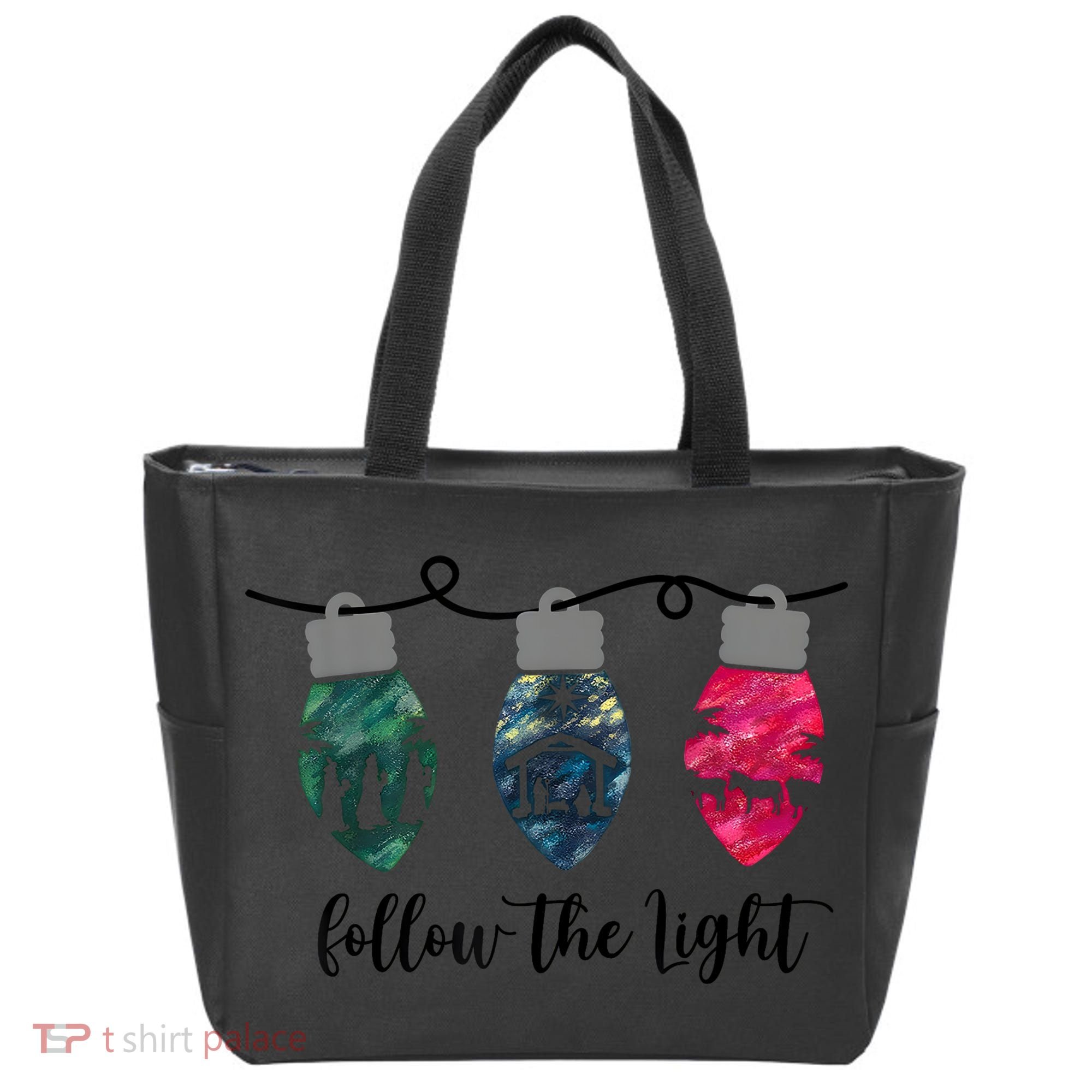Follow The Light Christ Xmas Light Tote Bag