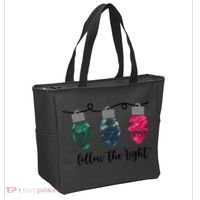 Follow The Light Christ Xmas Light Tote Bag thumb 2