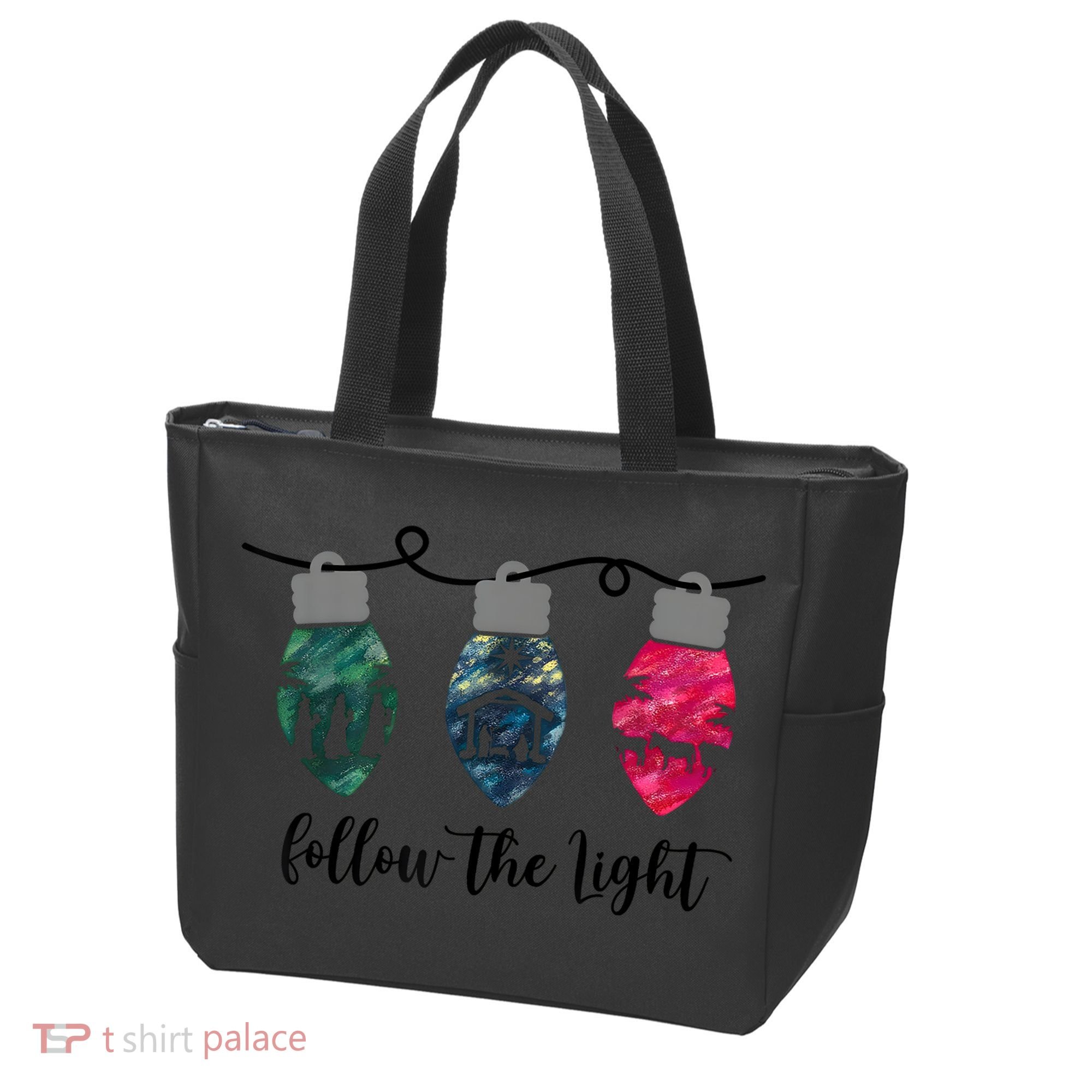 Follow The Light Christ Xmas Light Tote Bag