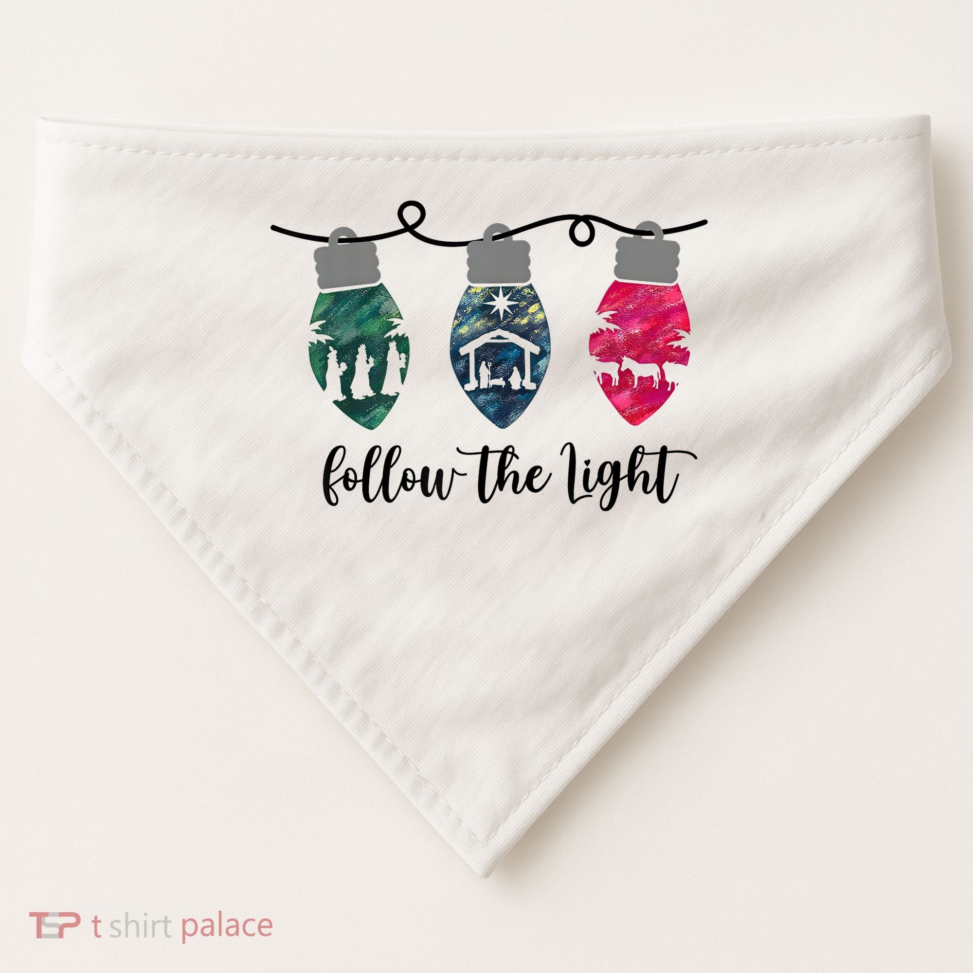 Follow The Light Christ Xmas Light USA-Made Doggie Bandana