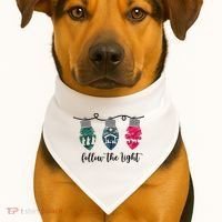Follow The Light Christ Xmas Light USA-Made Doggie Bandana thumb 1
