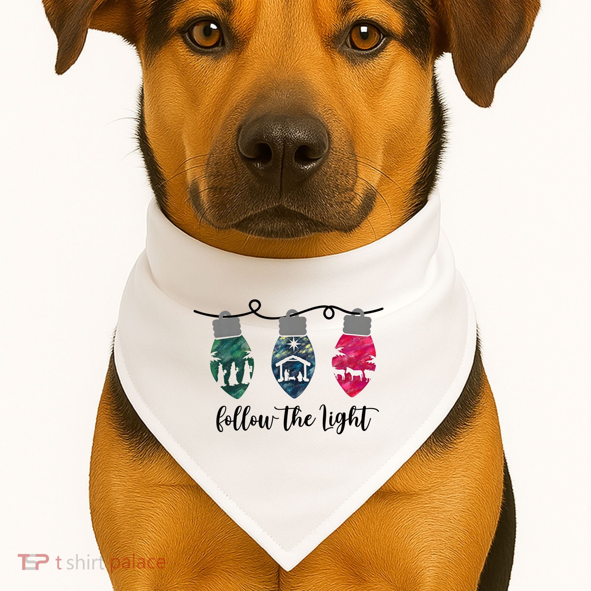 Follow The Light Christ Xmas Light USA-Made Doggie Bandana