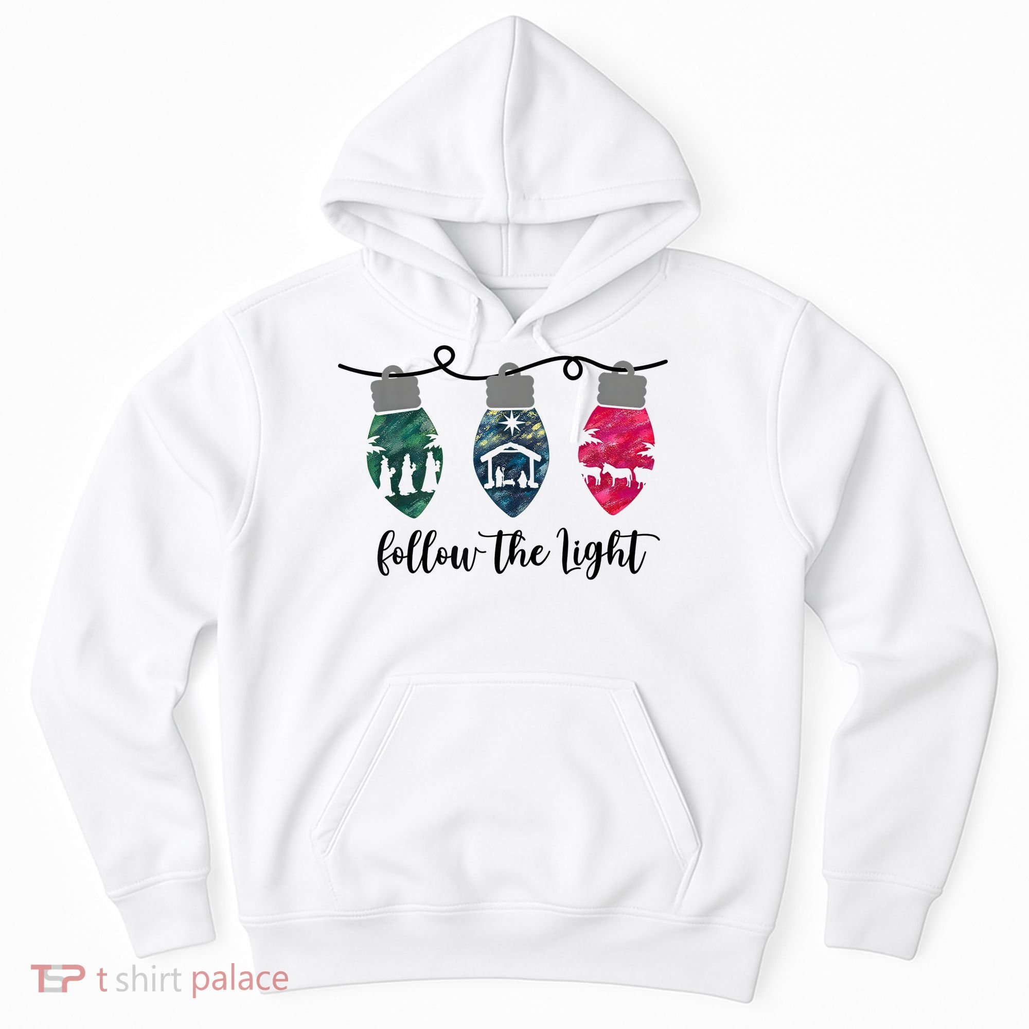Follow The Light Christ Xmas Light Hoodie