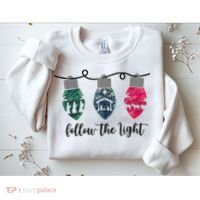 Follow The Light Christ Xmas Light Sweatshirt thumb 2