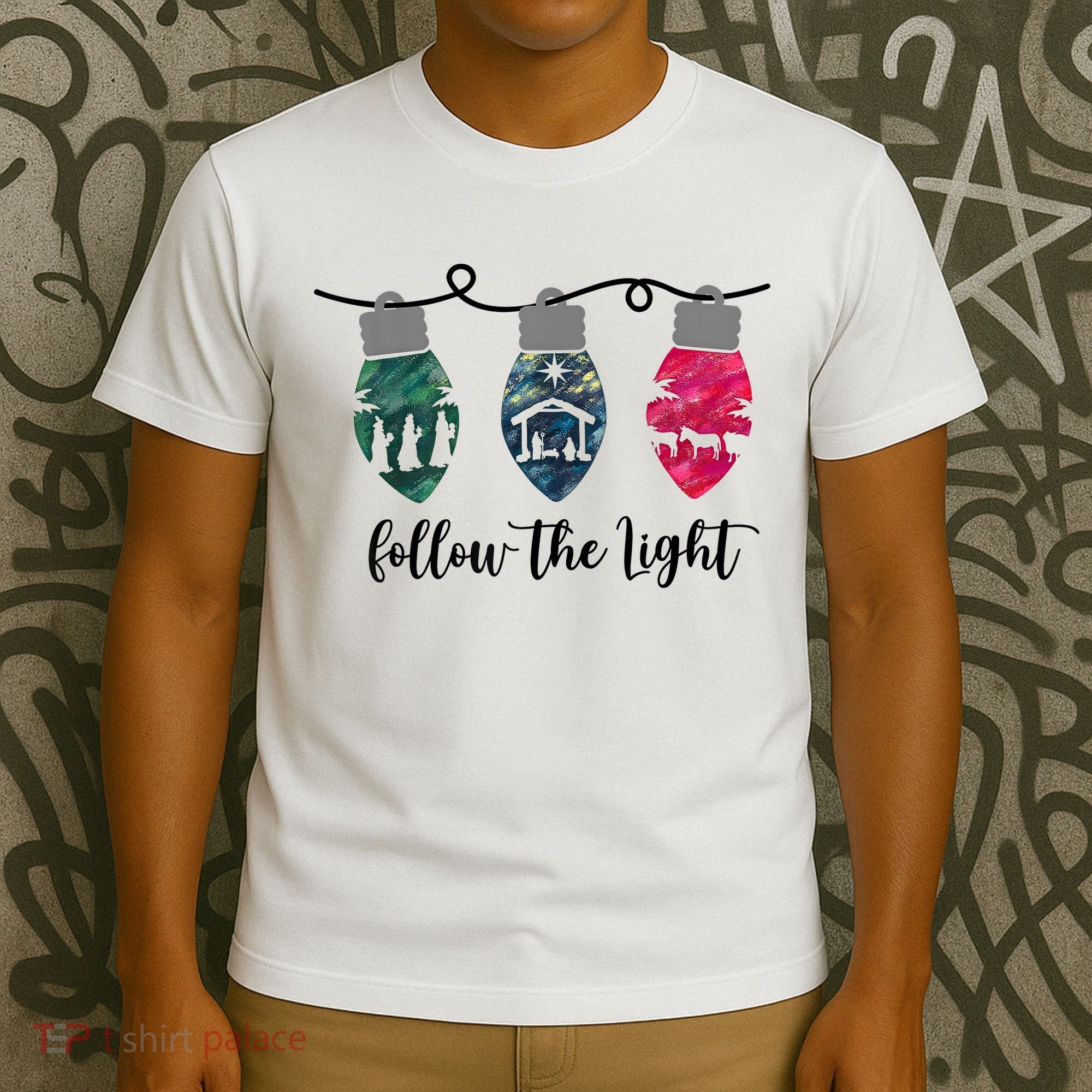 Follow The Light Christ Xmas Light T-Shirt