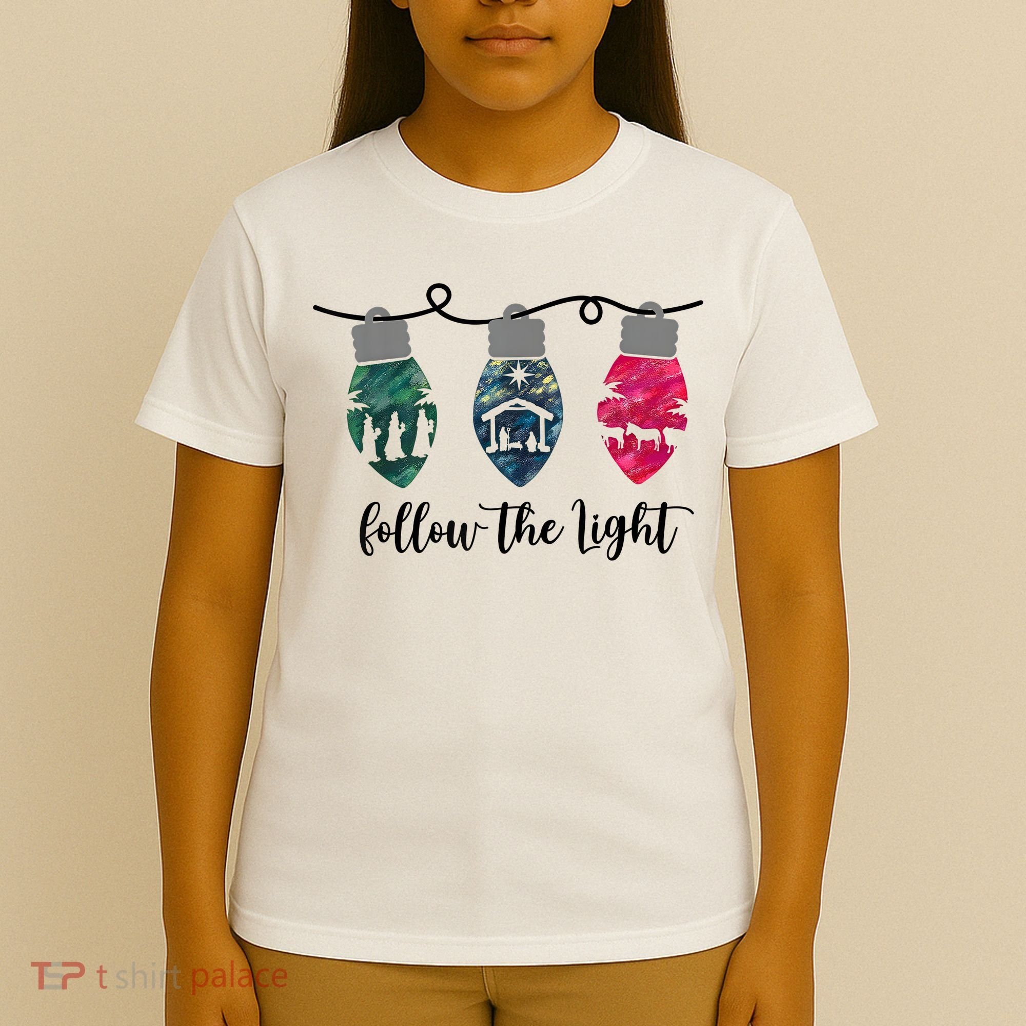 Follow The Light Christ Xmas Light T-Shirt
