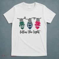 Follow The Light Christ Xmas Light T-Shirt thumb 5