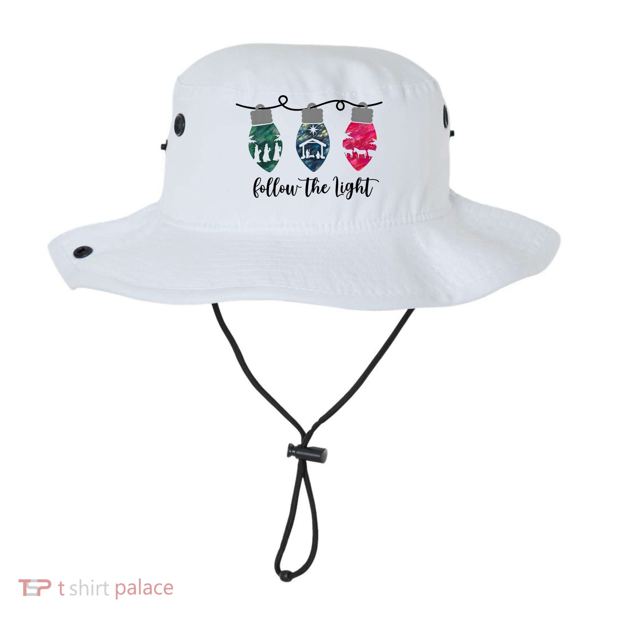 Follow The Light Christ Xmas Light Bucket Hat