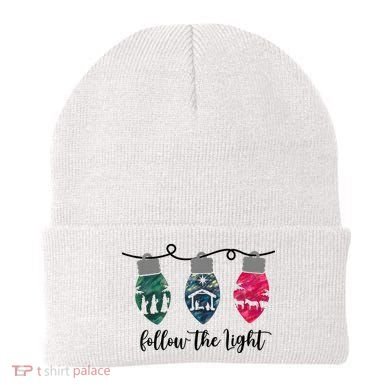 Follow The Light Christ Xmas Light Beanie