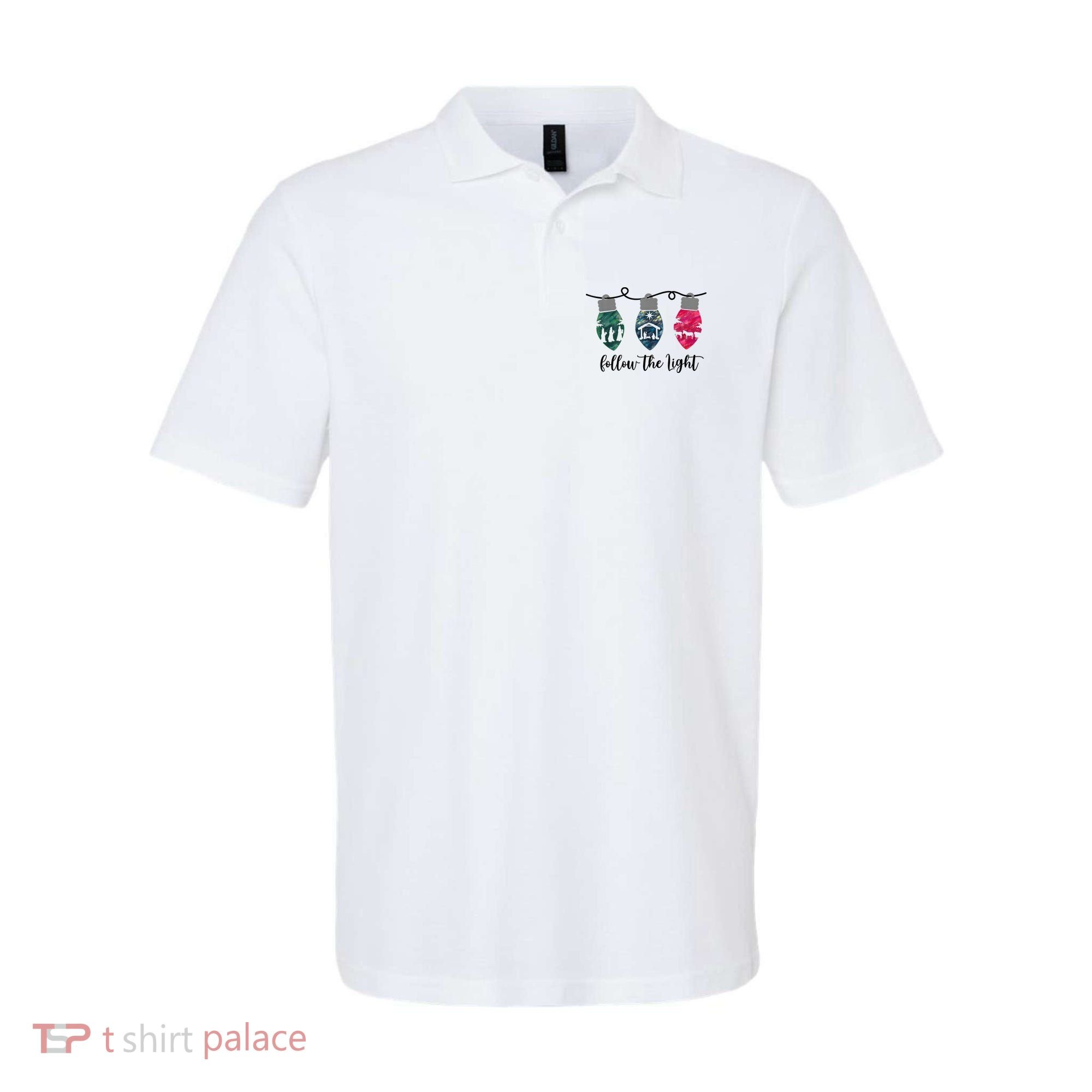 Follow The Light Christ Xmas Light Polo