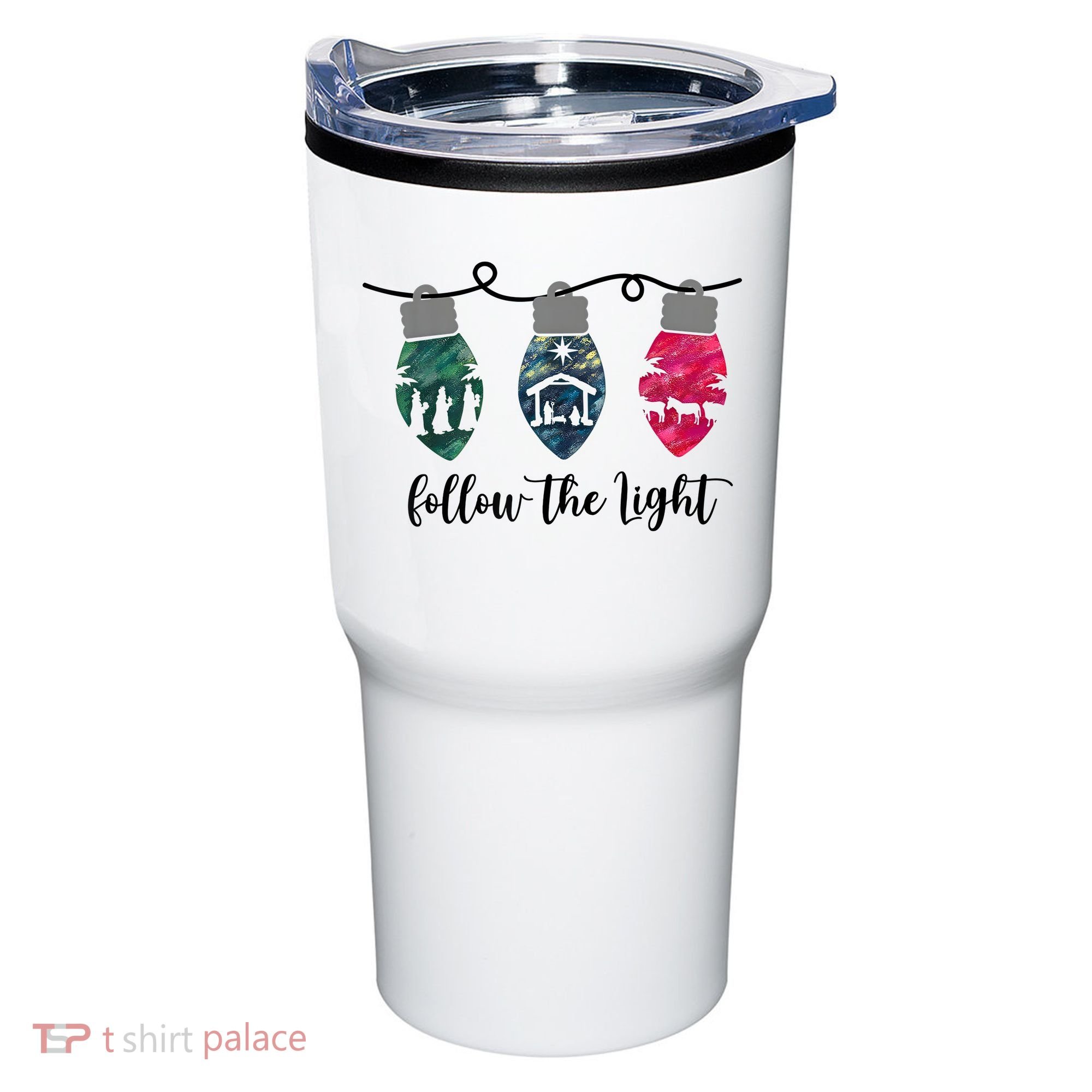 Follow The Light Christ Xmas Light Tumbler