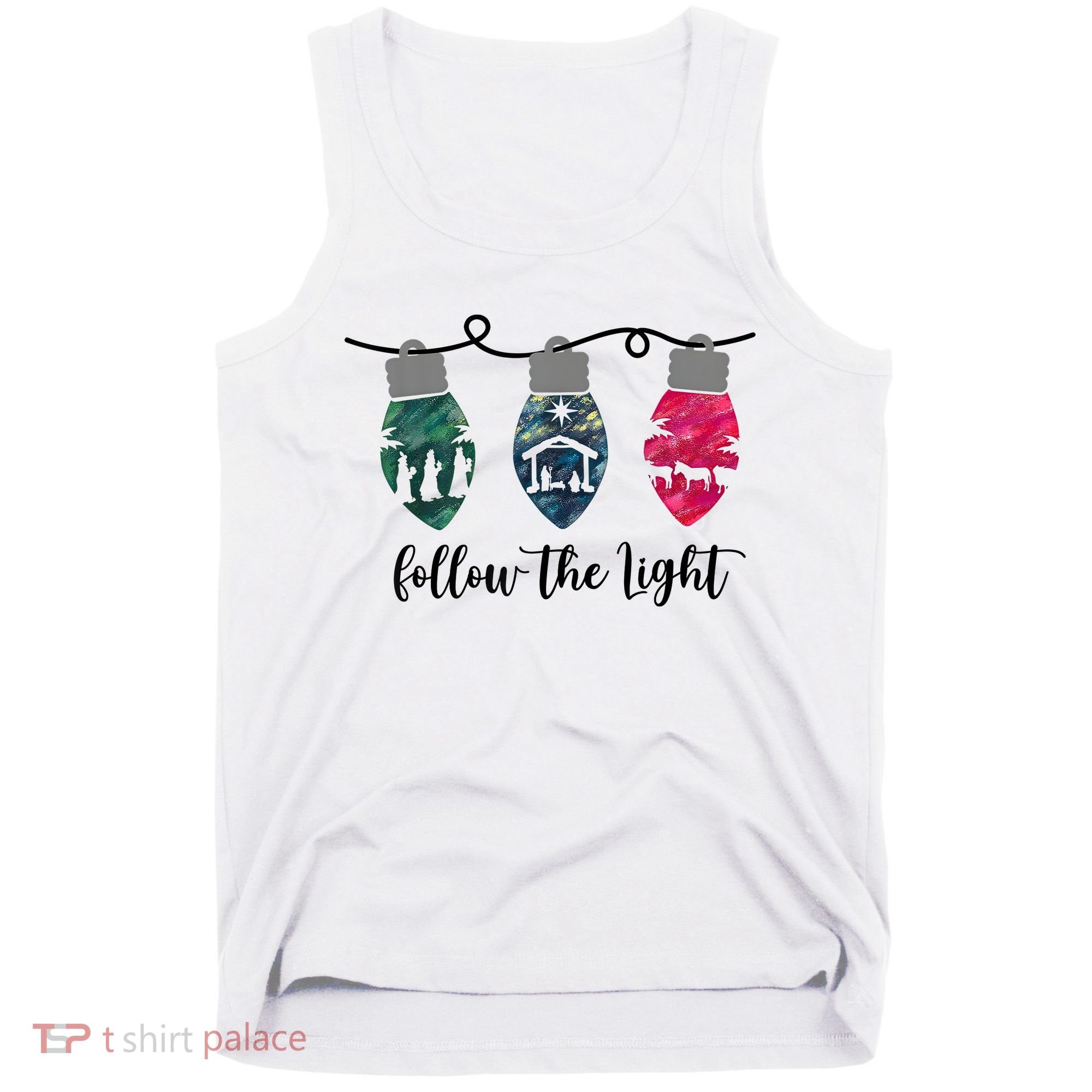 Follow The Light Christ Xmas Light Tank Top