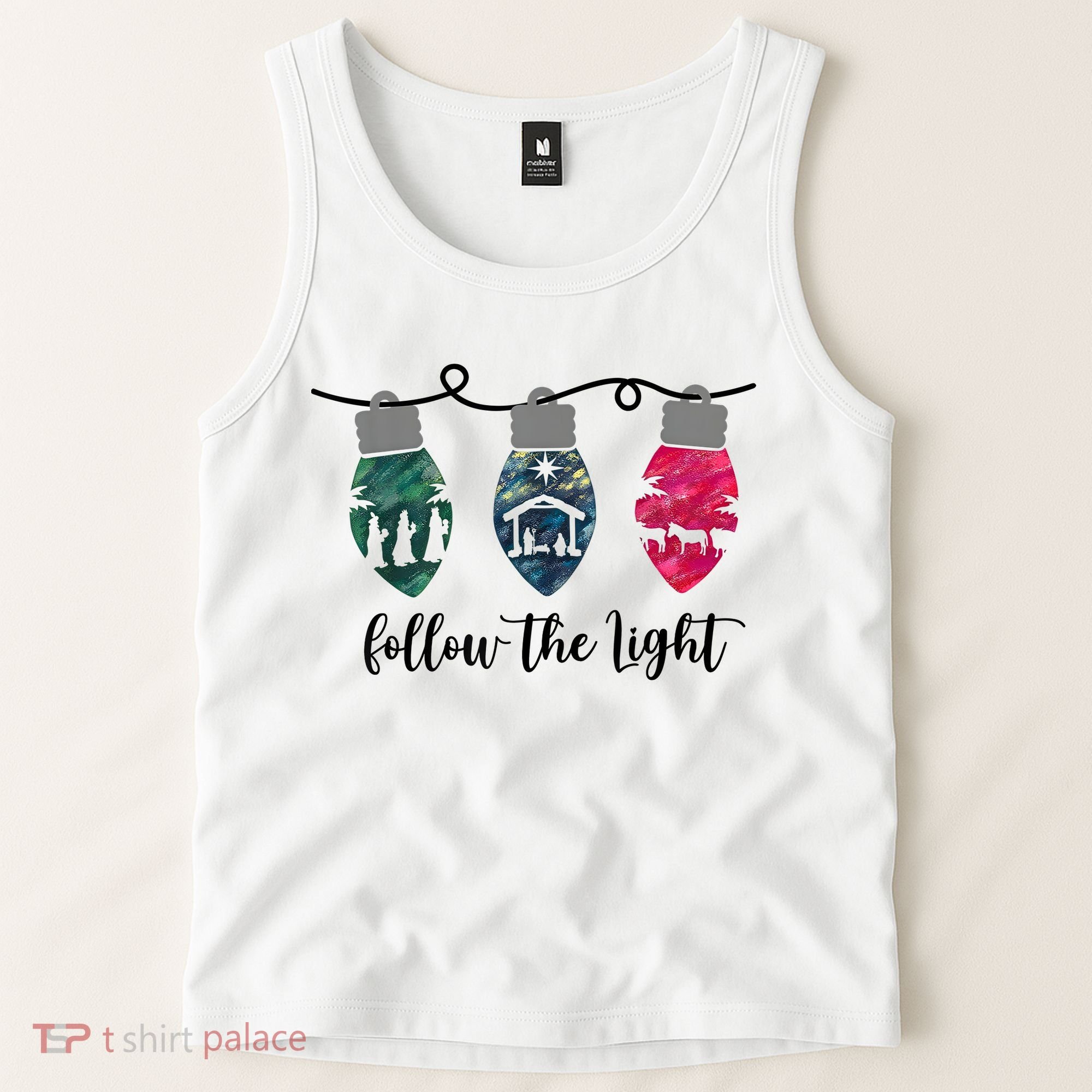 Follow The Light Christ Xmas Light Tank Top
